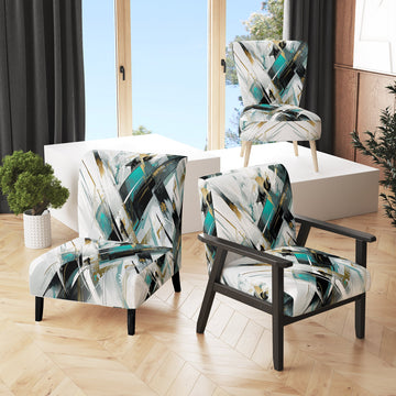 Teal Black Cubist Kaleidoscope - Modern Accent Side Chair